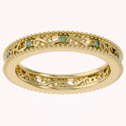 Filigree Eternity Wedding Band Ring Simulated Gemstone