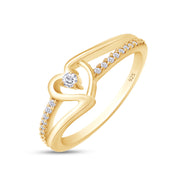 1/10 Carat CT Round White Natural Diamond Bypass Heart Promise Ring 14k Gold Over Sterling Silver Gift for Her