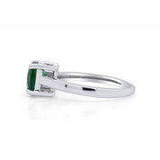 7MM Cushion-Cut Simulated Green Emerald Solitaire Ring in 14k Gold Over Sterling Silver (2 Ct) Gift For Her