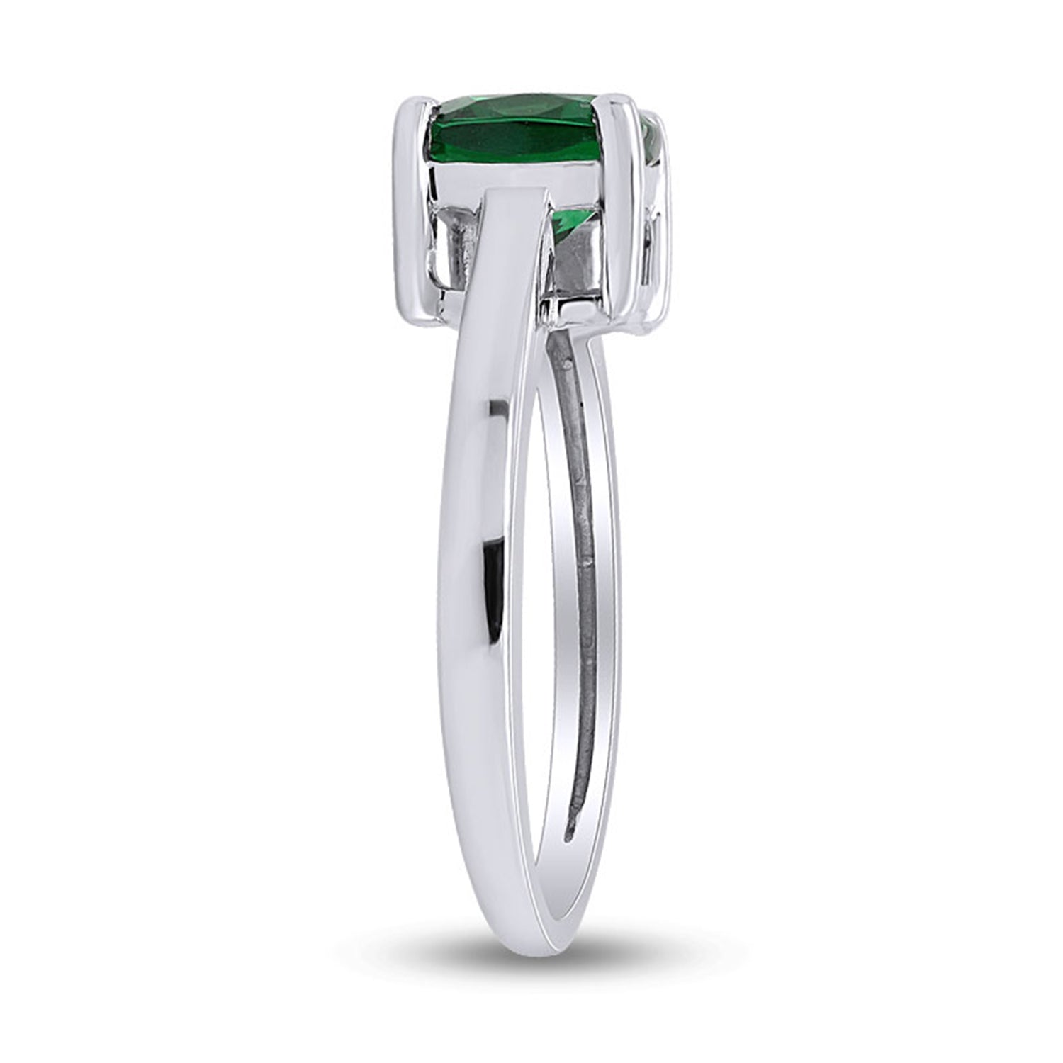 7MM Cushion-Cut Simulated Green Emerald Solitaire Ring in 14k Gold Over Sterling Silver (2 Ct) Gift For Her