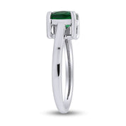 7MM Cushion-Cut Simulated Green Emerald Solitaire Ring in 14k Gold Over Sterling Silver (2 Ct) Gift For Her