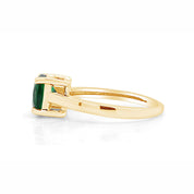 7MM Cushion-Cut Simulated Green Emerald Solitaire Ring in 14k Gold Over Sterling Silver (2 Ct) Gift For Her