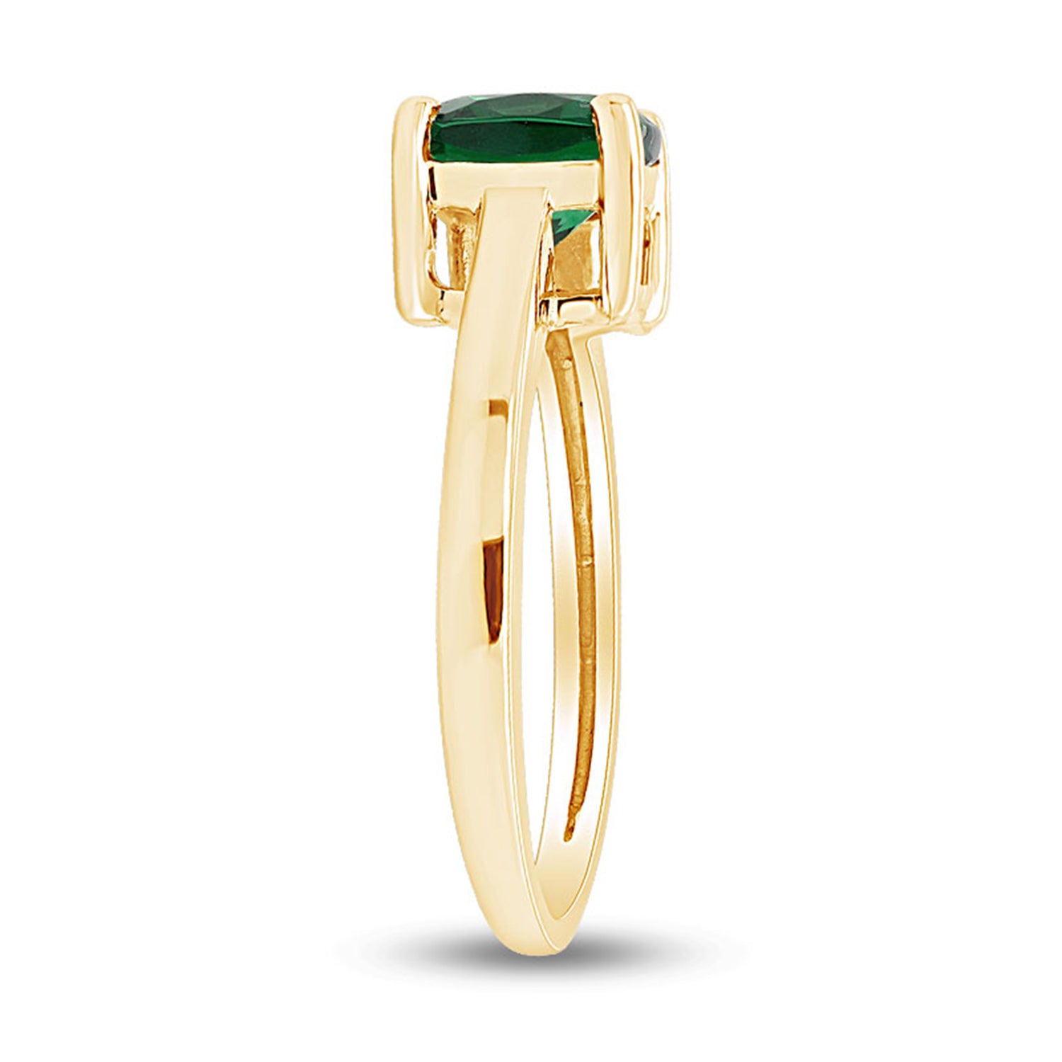 7MM Cushion-Cut Simulated Green Emerald Solitaire Ring in 14k Gold Over Sterling Silver (2 Ct) Gift For Her