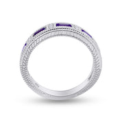 Emerald Shape Simulated Birthstone Eternity Band Ring for Women