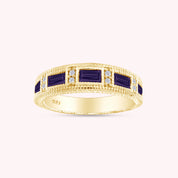 Emerald Shape Simulated Birthstone Eternity Band Ring for Women