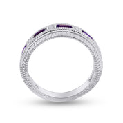 Emerald Shape Simulated Birthstone Eternity Band Ring for Women
