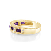 Emerald Shape Simulated Birthstone Eternity Band Ring for Women