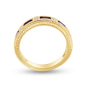 Emerald Shape Simulated Birthstone Eternity Band Ring for Women
