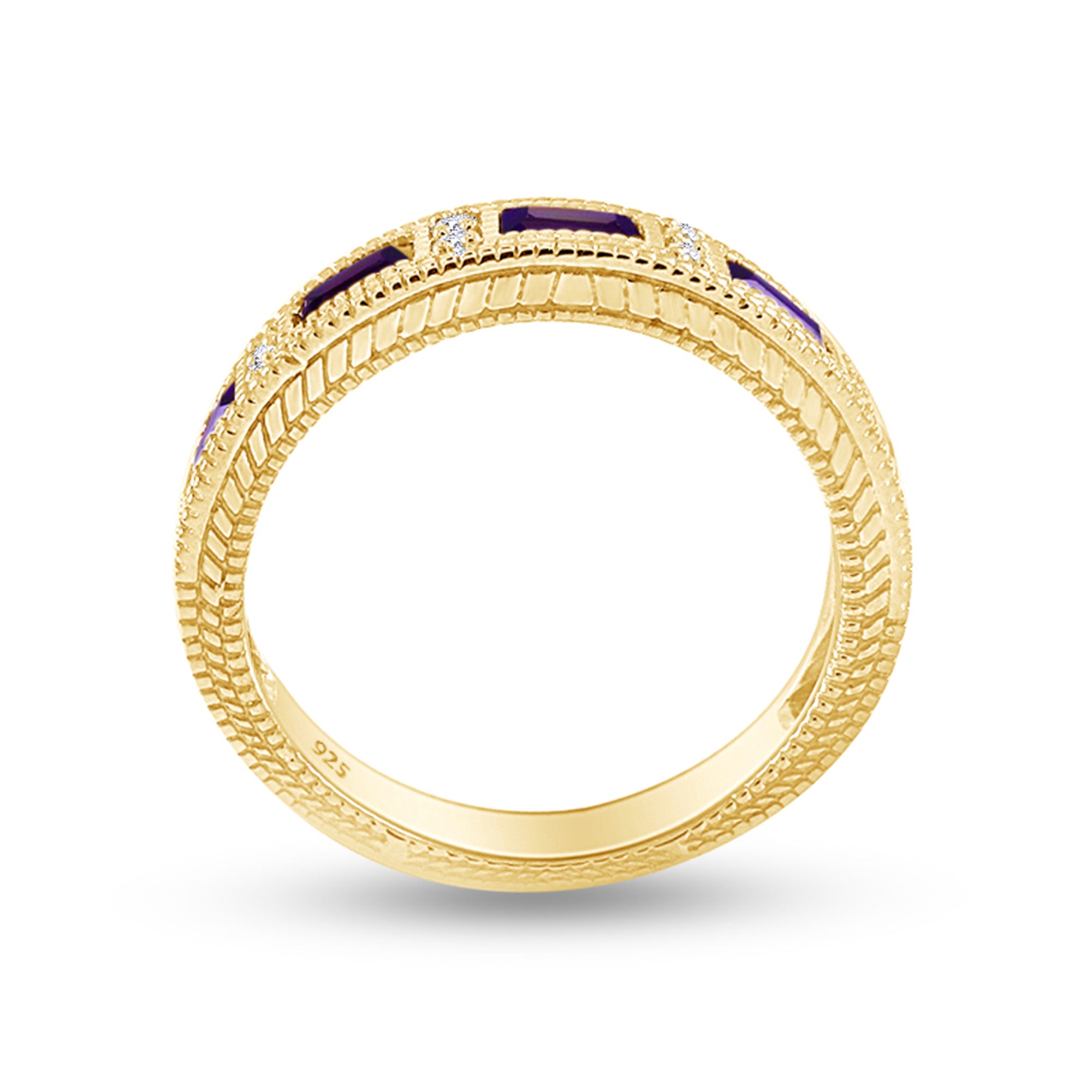 Emerald Shape Simulated Birthstone Eternity Band Ring for Women