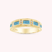 Emerald Shape Simulated Birthstone Eternity Band Ring for Women