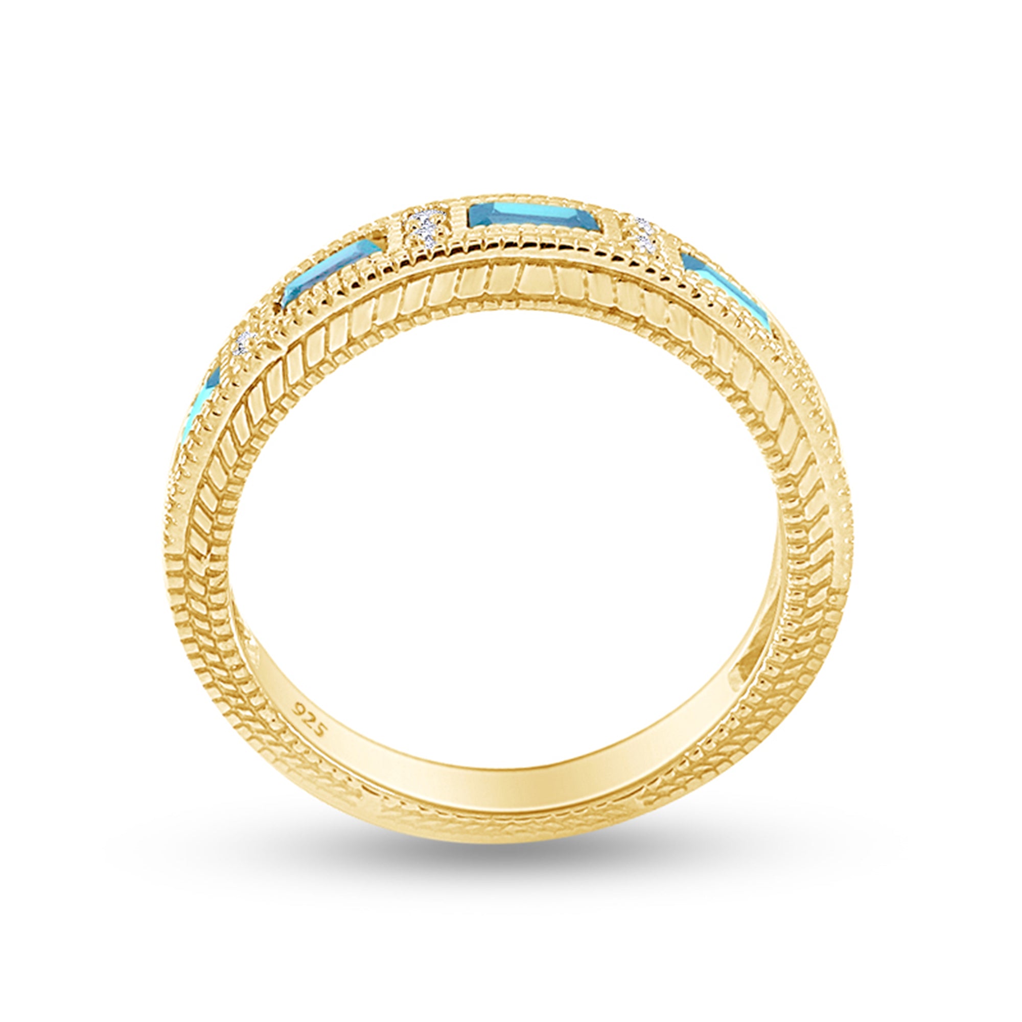 Emerald Shape Simulated Birthstone Eternity Band Ring for Women