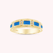 Emerald Shape Simulated Birthstone Eternity Band Ring for Women