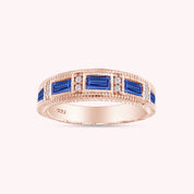 Emerald Shape Simulated Birthstone Eternity Band Ring for Women