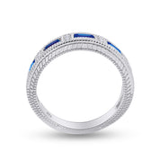 Emerald Shape Simulated Birthstone Eternity Band Ring for Women