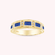 Emerald Shape Simulated Birthstone Eternity Band Ring for Women