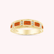 Emerald Shape Simulated Birthstone Eternity Band Ring for Women
