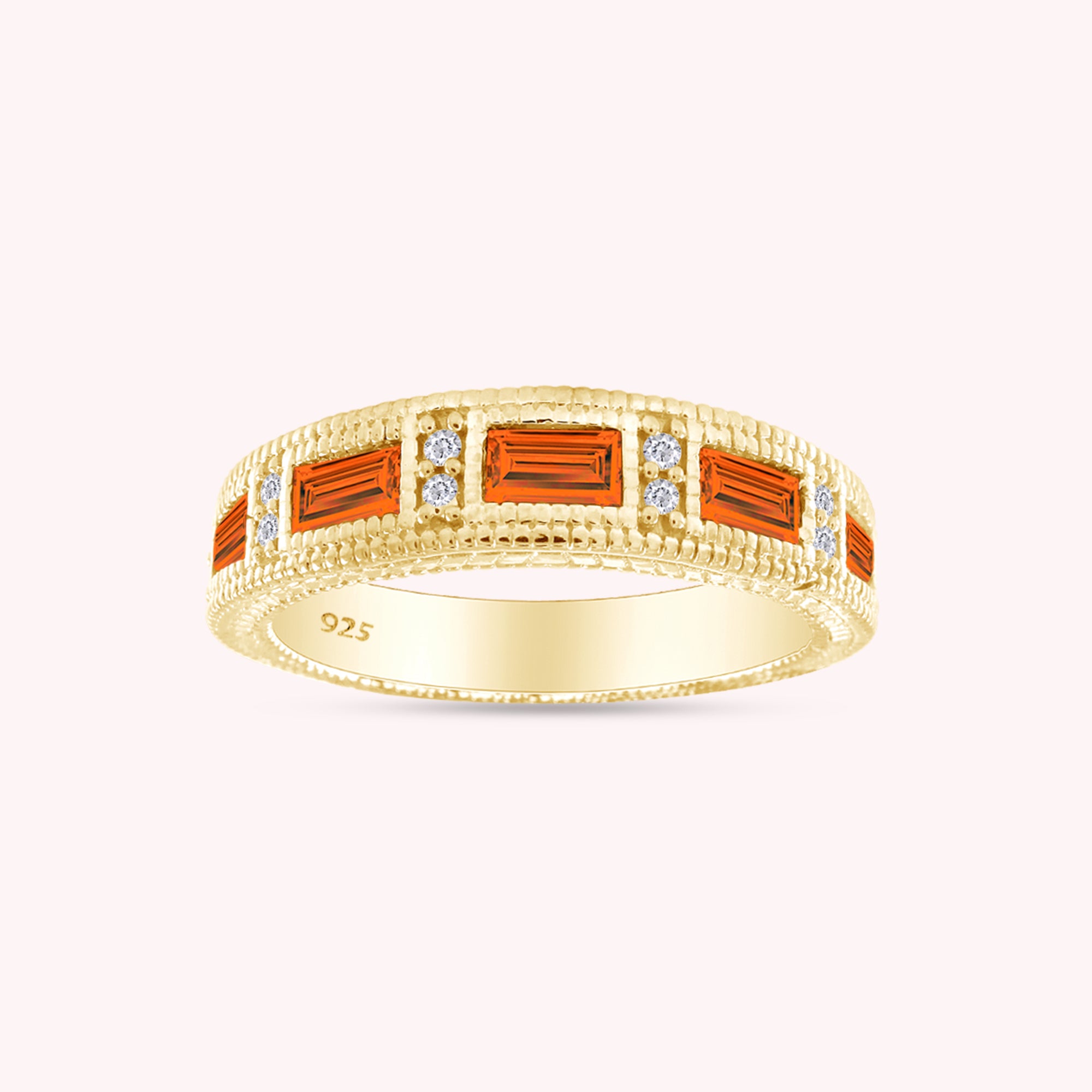 Emerald Shape Simulated Birthstone Eternity Band Ring for Women