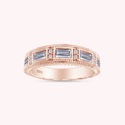 Emerald Shape Simulated Birthstone Eternity Band Ring for Women
