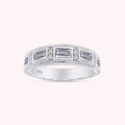Emerald Shape Simulated Birthstone Eternity Band Ring for Women