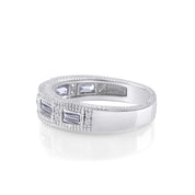 Emerald Shape Simulated Birthstone Eternity Band Ring for Women