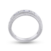Emerald Shape Simulated Birthstone Eternity Band Ring for Women