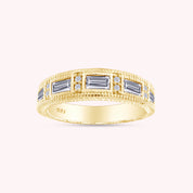 Emerald Shape Simulated Birthstone Eternity Band Ring for Women