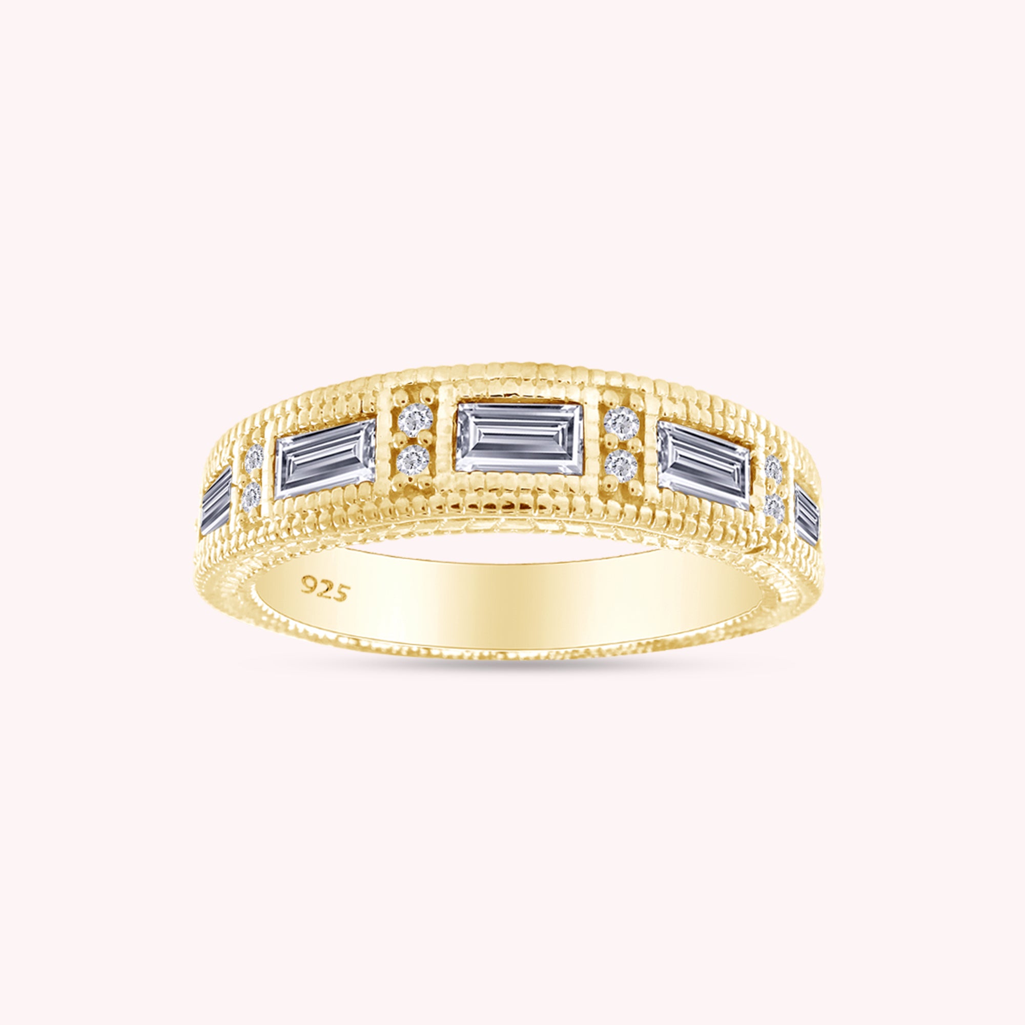 Emerald Shape Simulated Birthstone Eternity Band Ring for Women
