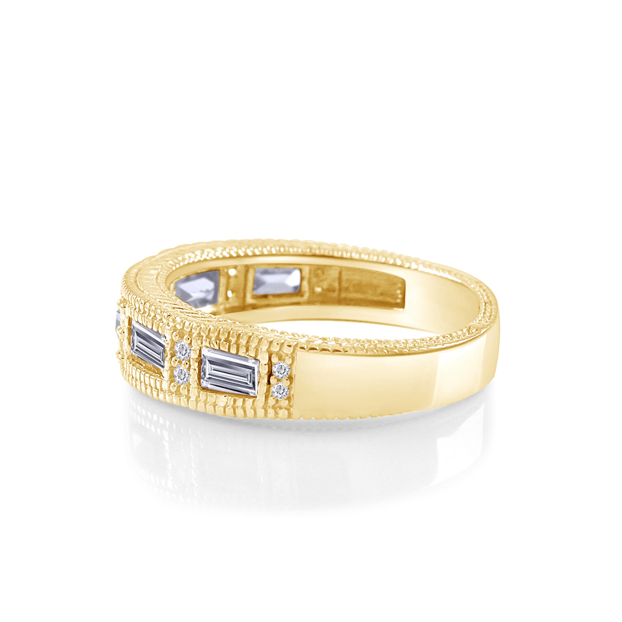 Emerald Shape Simulated Birthstone Eternity Band Ring for Women
