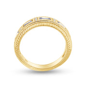 Emerald Shape Simulated Birthstone Eternity Band Ring for Women