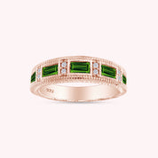 Emerald Shape Simulated Birthstone Eternity Band Ring for Women