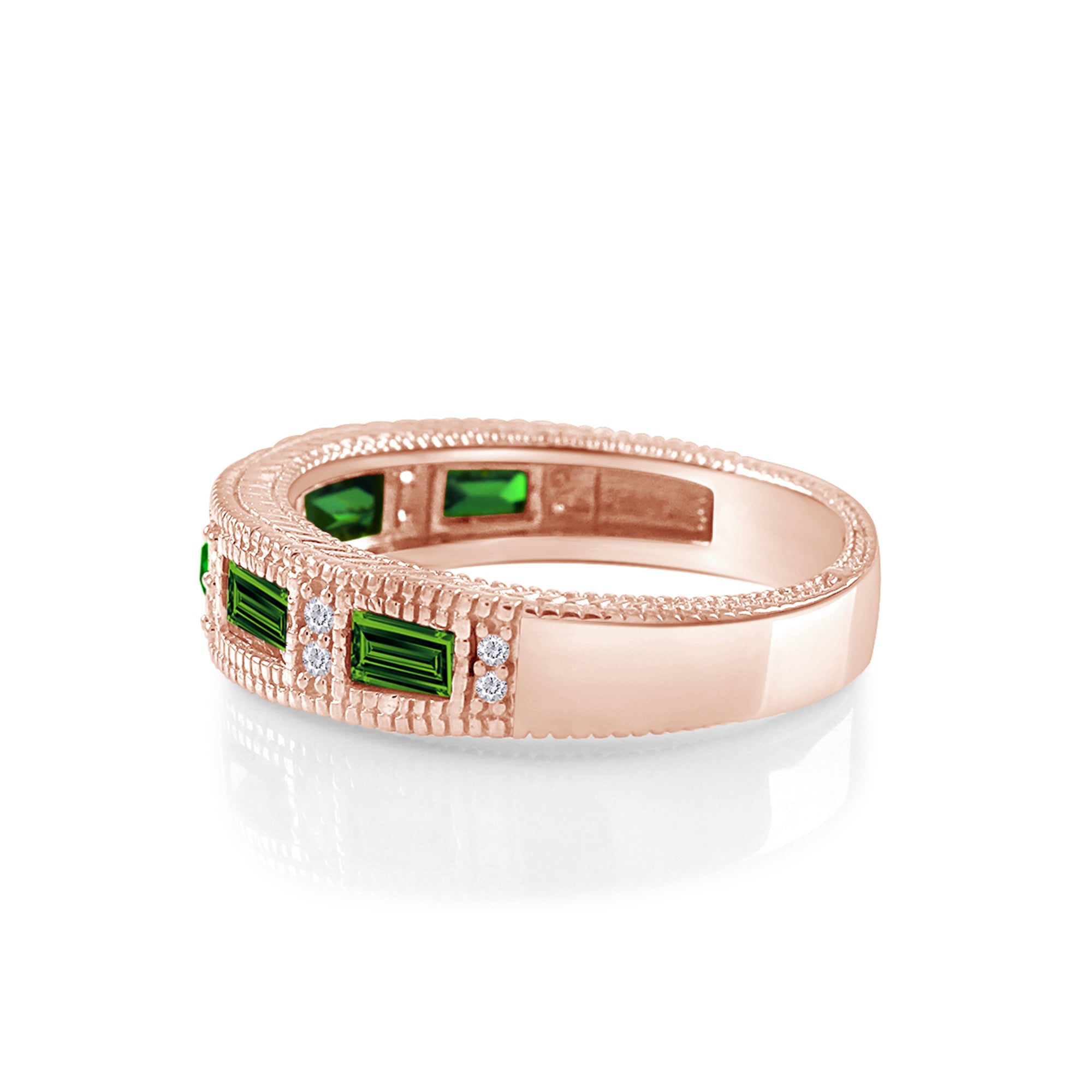 Emerald Shape Simulated Birthstone Eternity Band Ring for Women