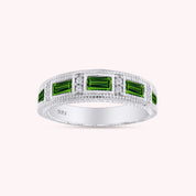 Emerald Shape Simulated Birthstone Eternity Band Ring for Women
