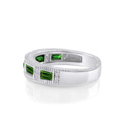 Emerald Shape Simulated Birthstone Eternity Band Ring for Women