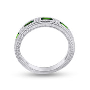 Emerald Shape Simulated Birthstone Eternity Band Ring for Women