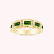 Emerald Shape Simulated Birthstone Eternity Band Ring for Women