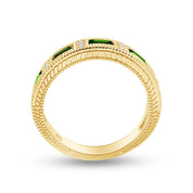 Emerald Shape Simulated Birthstone Eternity Band Ring for Women
