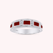Emerald Shape Simulated Birthstone Eternity Band Ring for Women