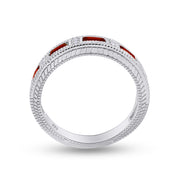 Emerald Shape Simulated Birthstone Eternity Band Ring for Women