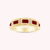 Emerald Shape Simulated Birthstone Eternity Band Ring for Women