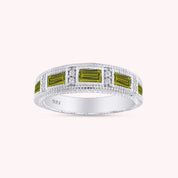 Emerald Shape Simulated Birthstone Eternity Band Ring for Women