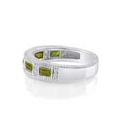 Emerald Shape Simulated Birthstone Eternity Band Ring for Women
