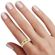 Emerald Shape Simulated Birthstone Eternity Band Ring for Women