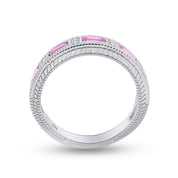 Emerald Shape Simulated Birthstone Eternity Band Ring for Women