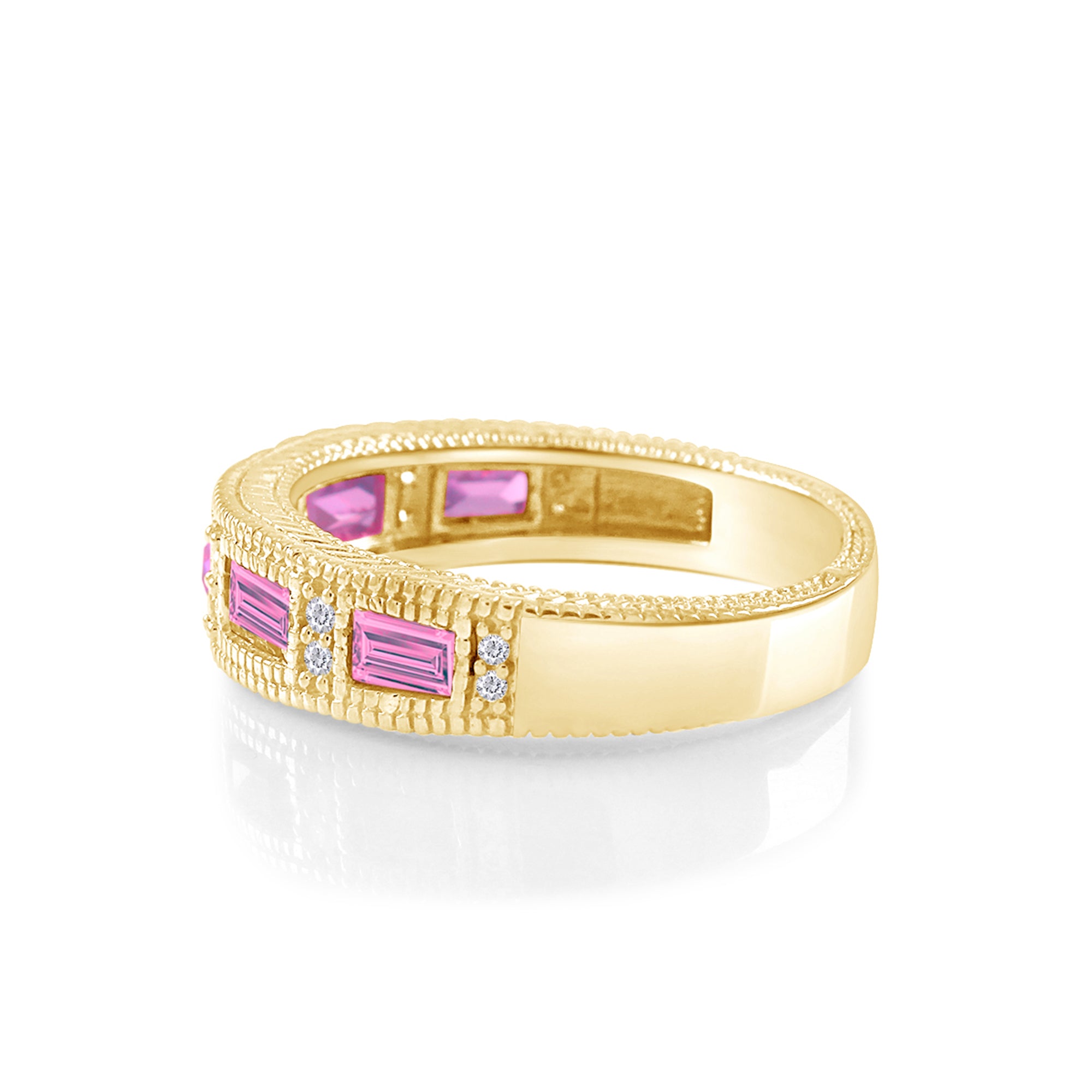 Emerald Shape Simulated Birthstone Eternity Band Ring for Women