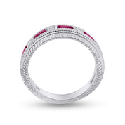 Emerald Shape Simulated Birthstone Eternity Band Ring for Women