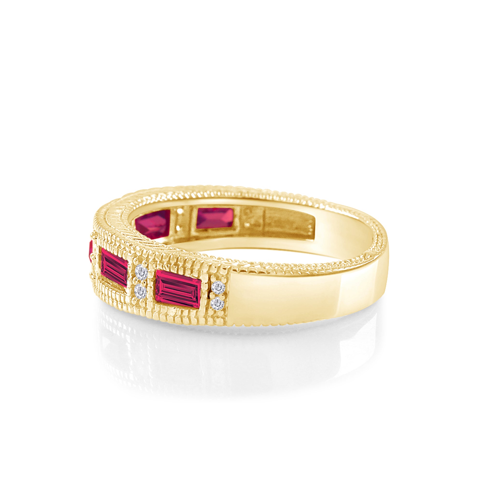 Emerald Shape Simulated Birthstone Eternity Band Ring for Women
