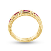 Emerald Shape Simulated Birthstone Eternity Band Ring for Women