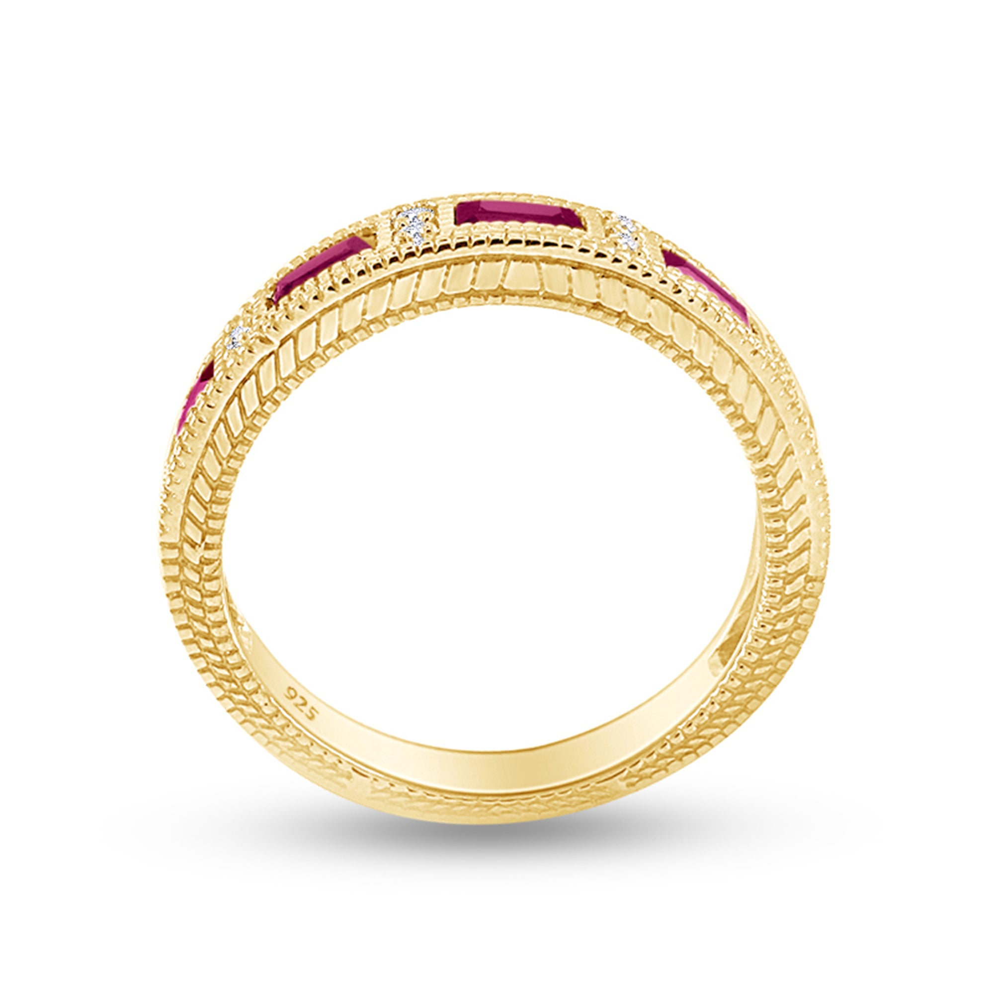 Emerald Shape Simulated Birthstone Eternity Band Ring for Women