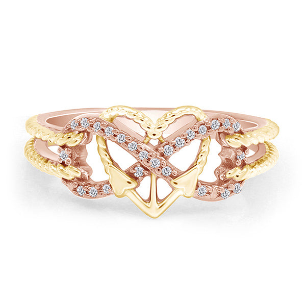 1/10 Carat Round Cut Moissanite Two Tone Ring