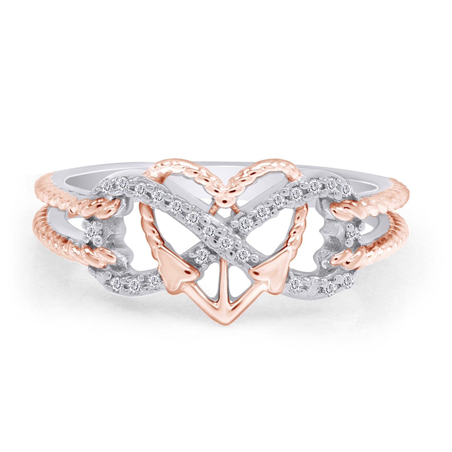 1/10 Carat Round Cut Moissanite Two Tone Ring